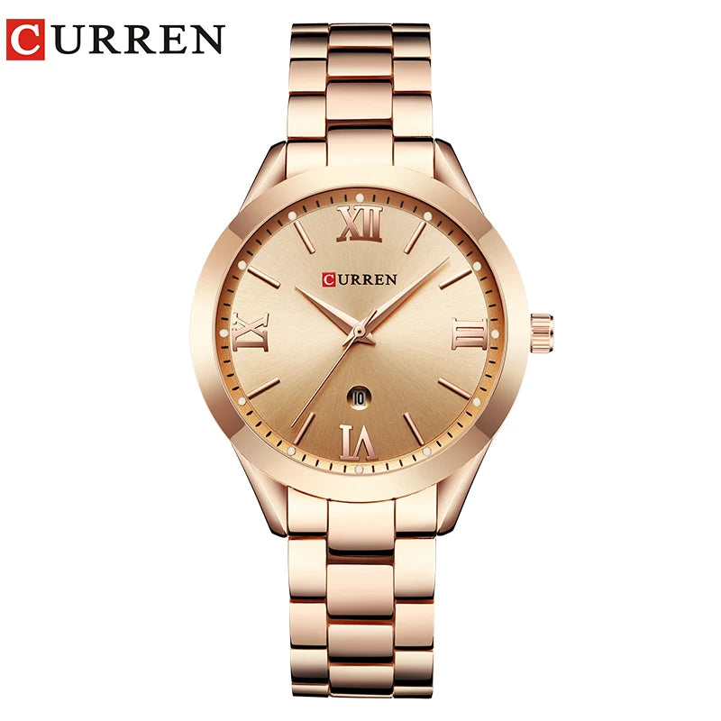 Relógio Curren feminino com pulseira de aço inoxidável