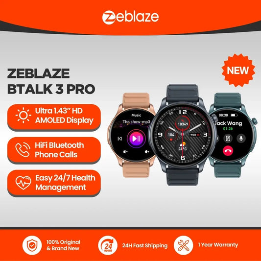 Smartwatch Zeblaze-Btalk 3 Pro com tela AMOLED, Bluetooth, wi-Fi, Chamadas Telefônicas