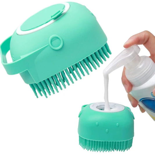 Escova shampoo com dispenser de 80ml, para banho em animais de estimação, cabelo curto